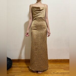 Leopard Print Maxi silky Dress